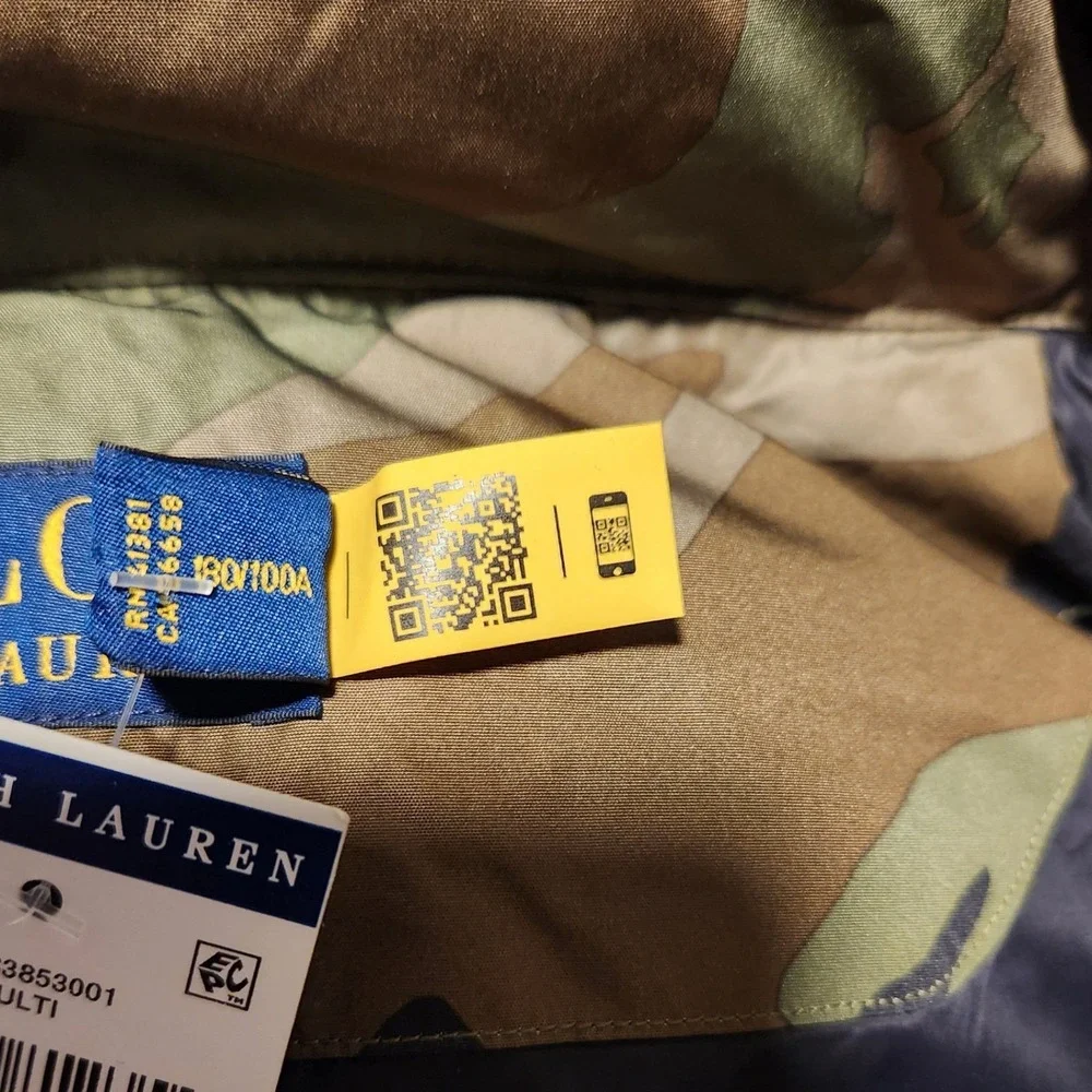Polo Ralph Lauren Camo Boulder Down Puffer Jacket Men L Leather Trim Hooded NWOT
